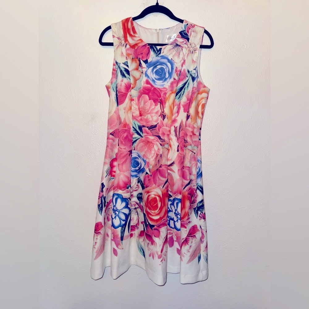 Floral Sleeveless Dress - Pink, Blue, Orange